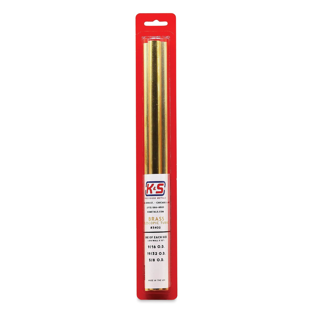 K&S Telescopic Tubing - Brass, Large Telescoping Tubing Assortment, Pkg of 3, 12"